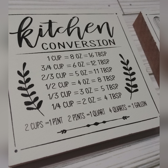 Farmhouse Decor For Tier Tray Kitchen Measurement Conversion Sign & Utensils NEW - Picture 3 of 9